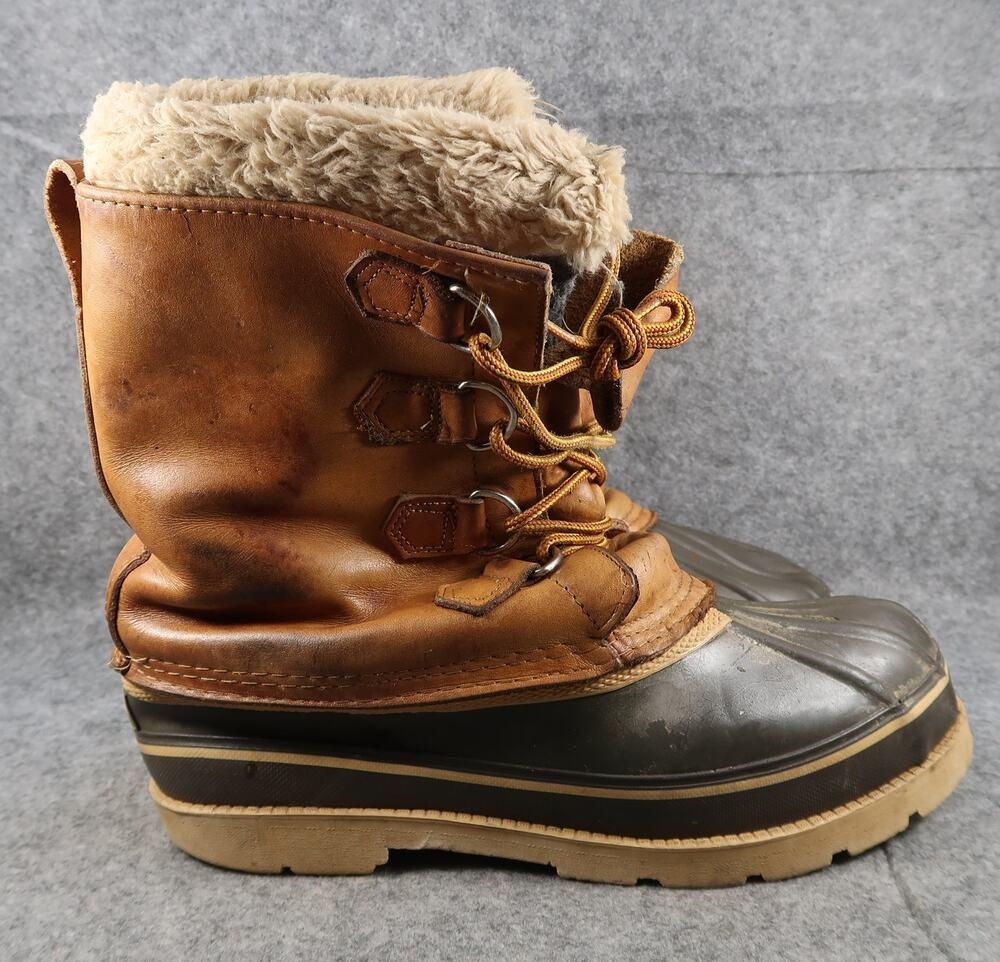 High Cascade Boots Mens 9 Winter Snow Shoes Leather Rubber Lined Lace Up Vintage